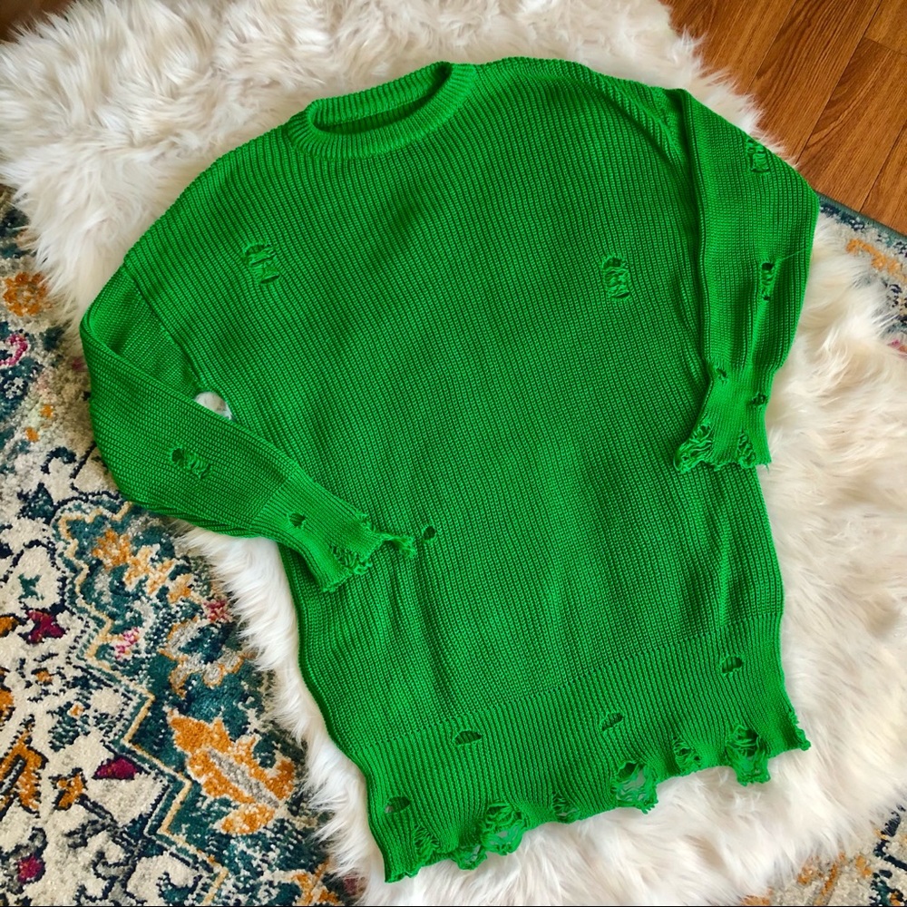 Lightweight Distressed sweater dress